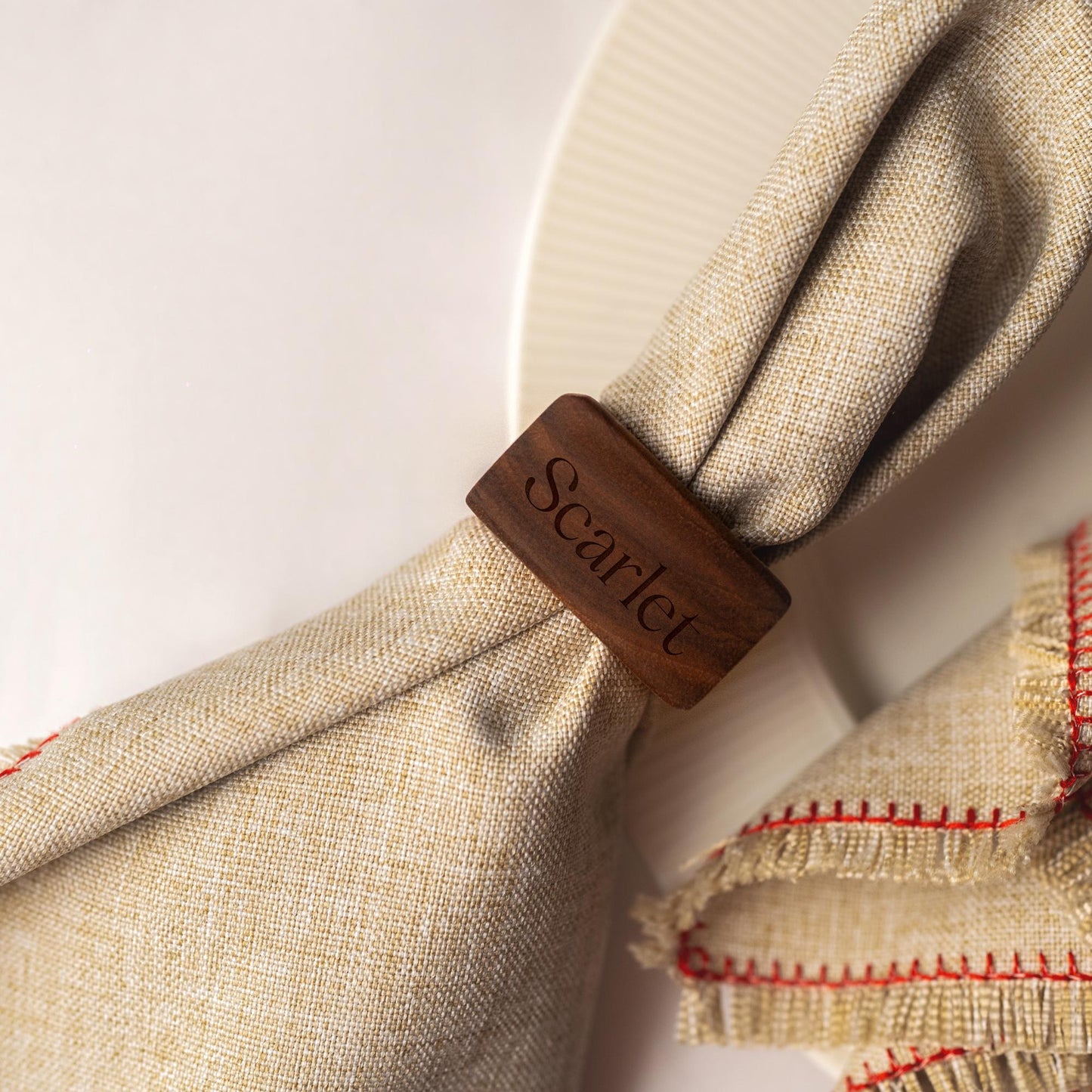 Wood Napkin Ring, Walnut Wedding Favor, Engraved Table Decor