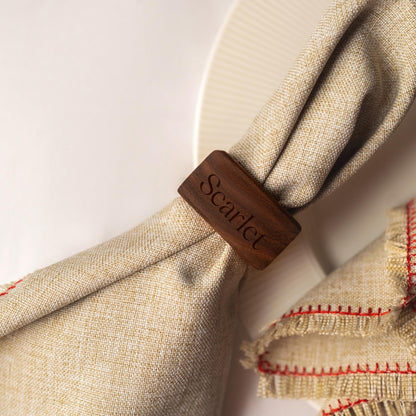 Wood Napkin Ring, Walnut Wedding Favor, Engraved Table Decor