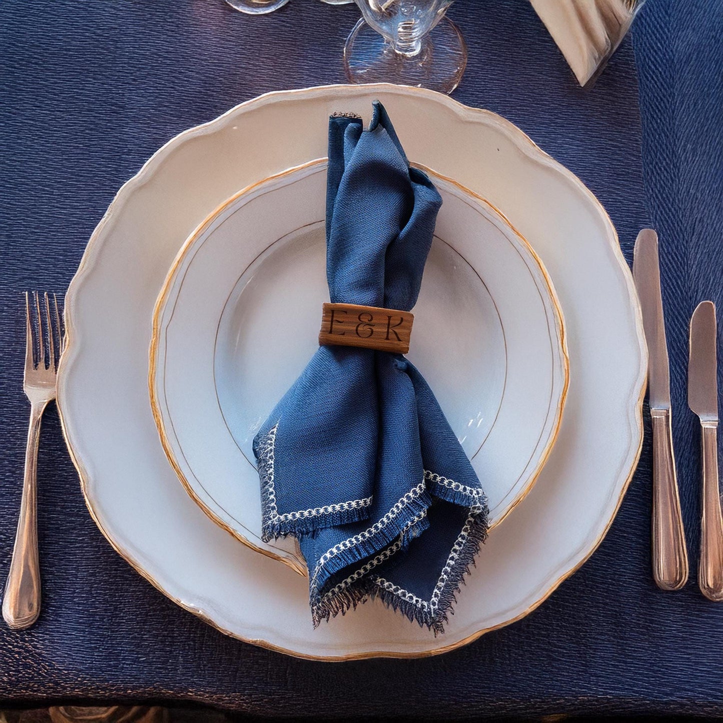 Wood Napkin Ring Place Card, Personalized Wedding Favor, Engraved Walnut Guest Name, Rustic Decor