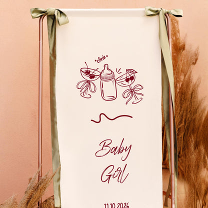 Baby Shower Welcome Sign, Cherry Theme Banner, Coquette Decor