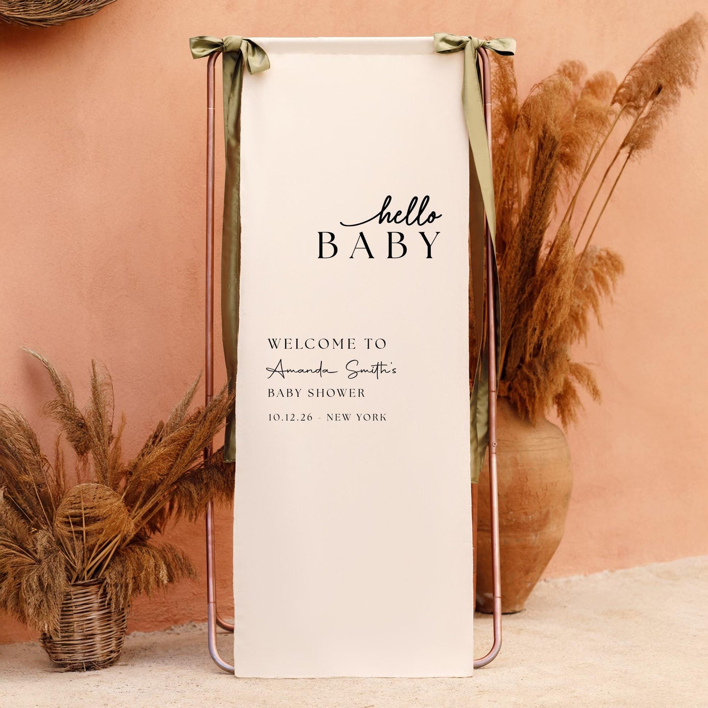 Neutral Baby Shower Welcome Sign, Fabric Banner, Nursery Decor