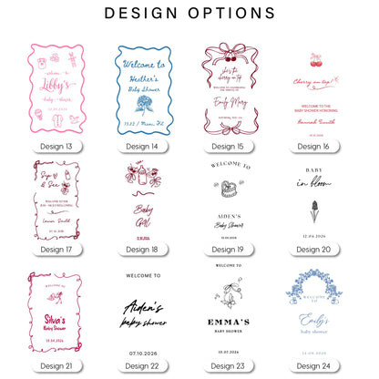 Baby Shower Welcome Sign, Cherry Theme Banner, Coquette Decor