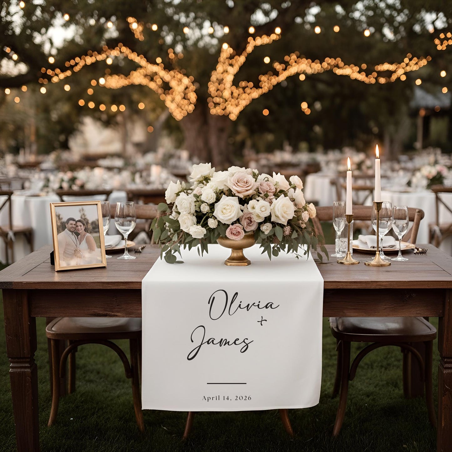 Wedding Table Runner, Personalized Couples Name Fabric Banner, Sweetheart Table Decor, Reception Sign