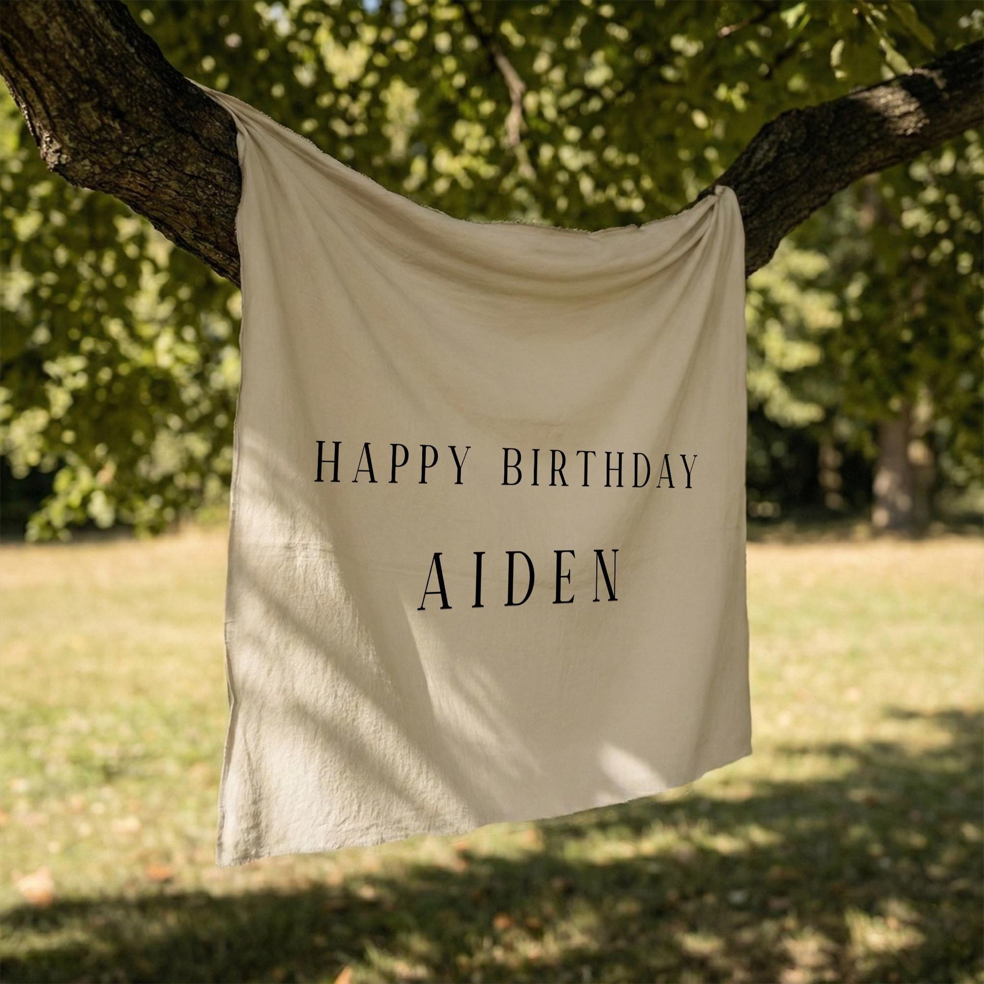 Birthday Banner, Personalized Fabric Party Sign, Outdoor Boho Celebration Backdrop