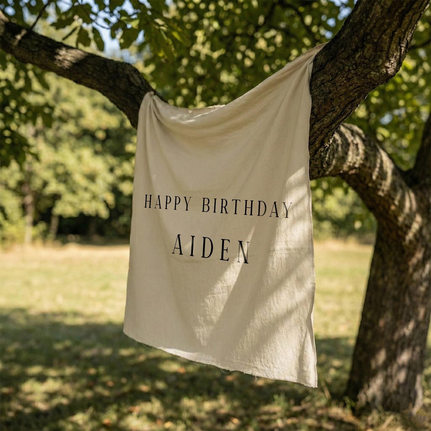 Birthday Banner, Personalized Fabric Party Sign, Outdoor Boho Celebration Backdrop