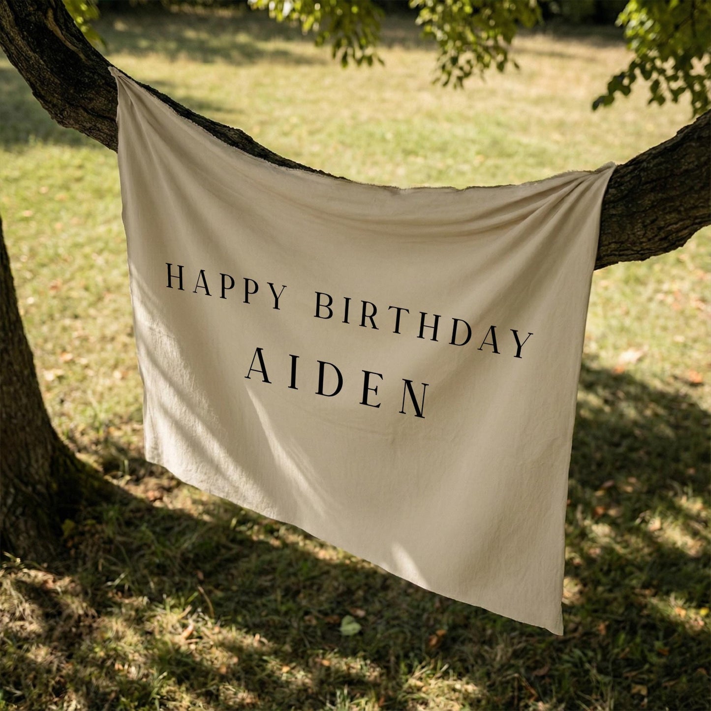 Birthday Banner, Personalized Fabric Party Sign, Outdoor Boho Celebration Backdrop