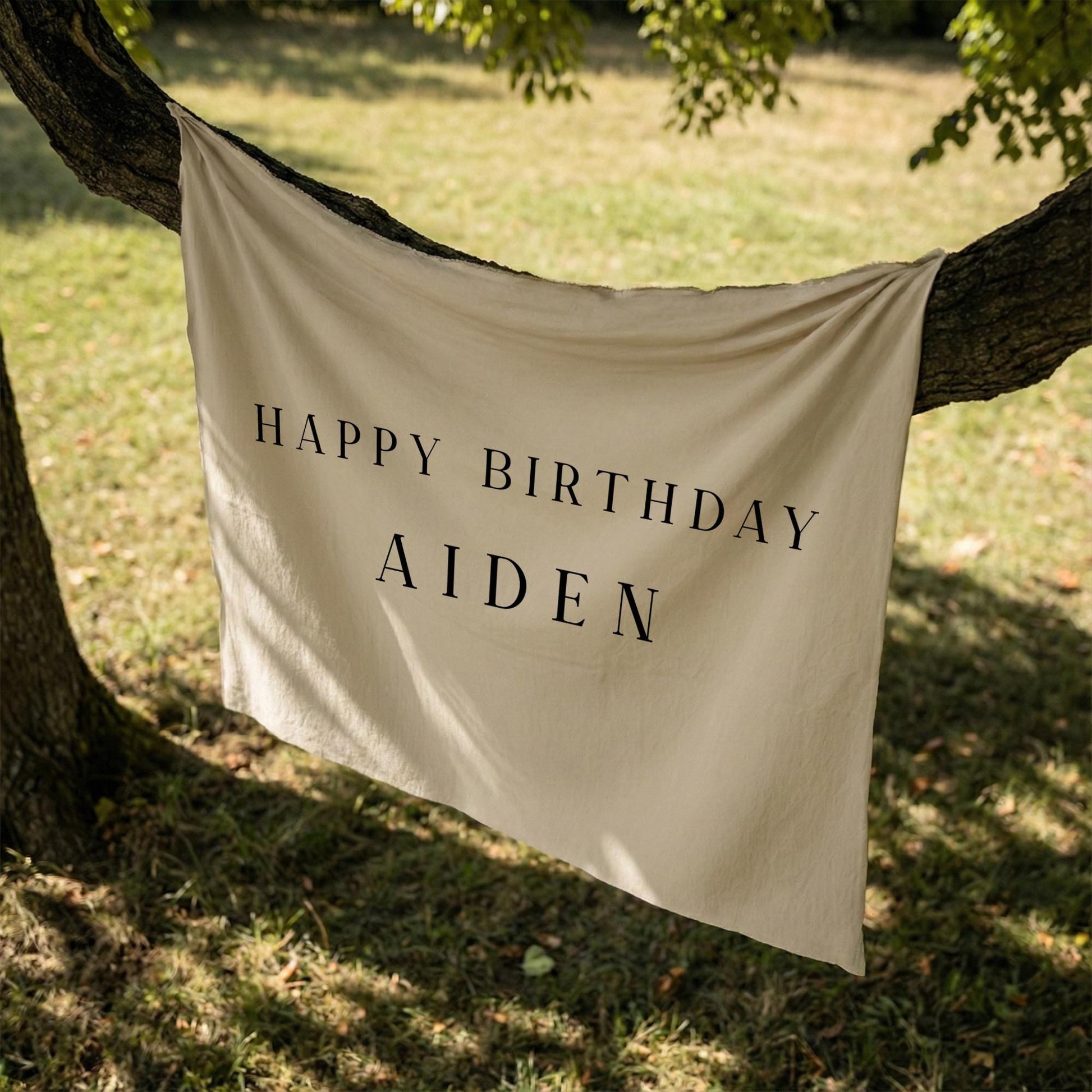 Birthday Banner, Personalized Fabric Party Sign, Outdoor Boho Celebration Backdrop