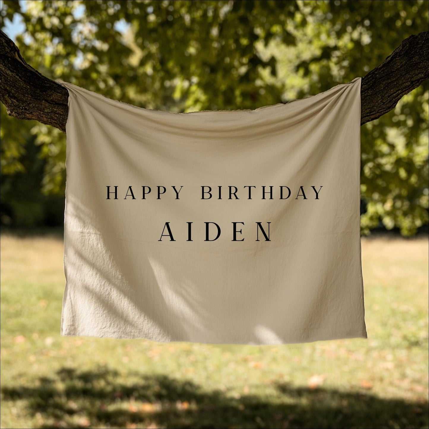 Birthday Banner, Personalized Fabric Party Sign, Outdoor Boho Celebration Backdrop