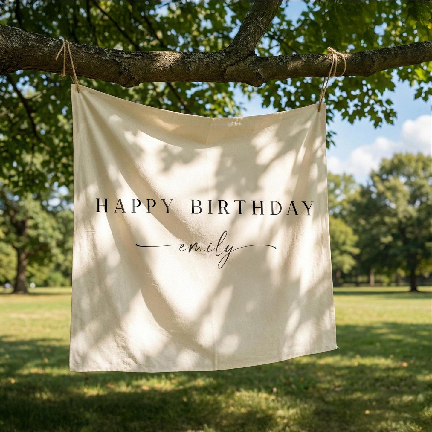 Birthday Banner, Personalized Fabric Party Sign, Outdoor Boho Celebration Backdrop