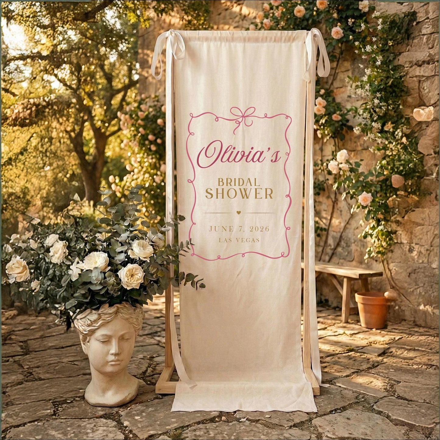 Bachelorette Party Linen Banner, Bach Weekend Sign, Personalized Fabric Banner, Bridal Shower Decor