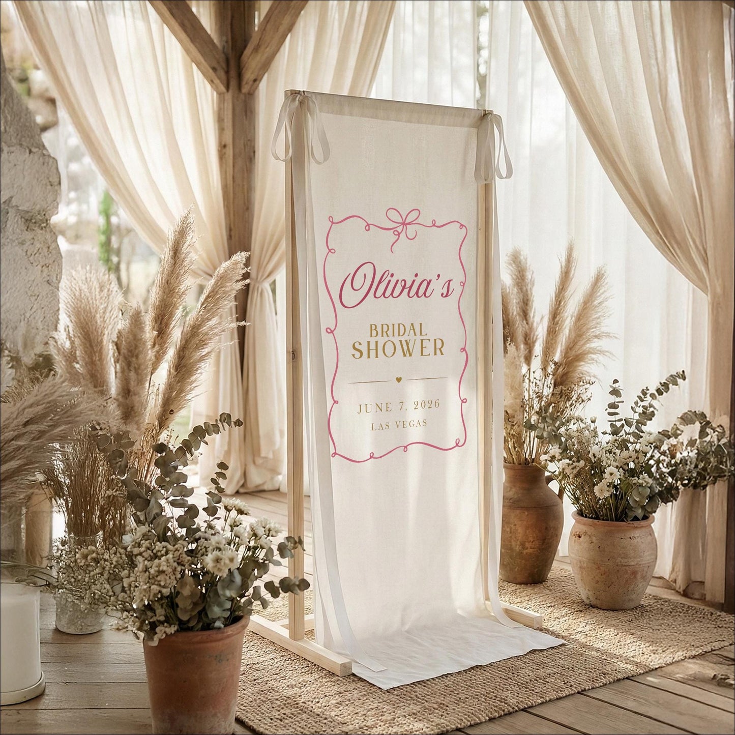 Bachelorette Party Linen Banner, Bach Weekend Sign, Personalized Fabric Banner, Bridal Shower Decor