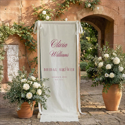 Bachelorette Party Linen Banner, Bach Weekend Sign, Personalized Fabric Banner, Bridal Shower Decor