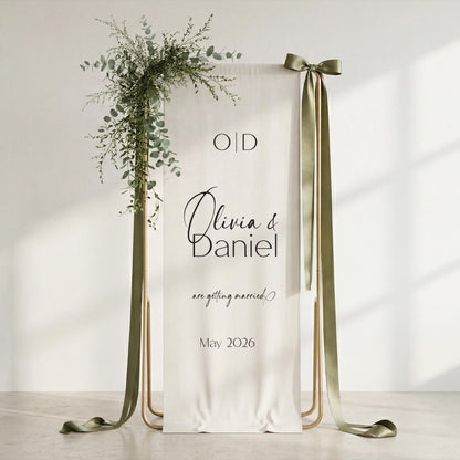 Italian Wedding Welcome Sign, Custom Linen Tuscan Banner, Personalized Ceremony Decor