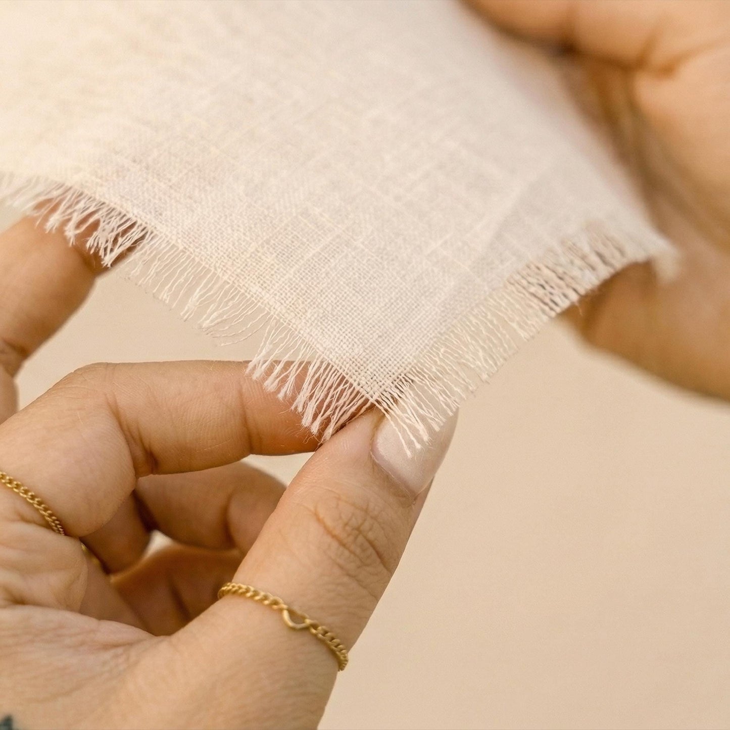 Linen Wedding Invitation with Frayed Edge, Botanical Fabric Invite, Rustic Boho Stationery, Personalized Card