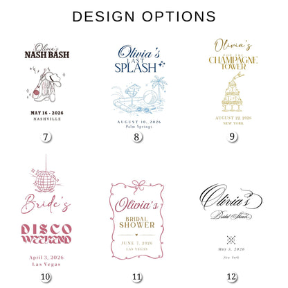 Custom Champagne Tower Banner, Washed Linen-Look Canvas Bridal Shower Decor, Editorial Bachelorette Sign