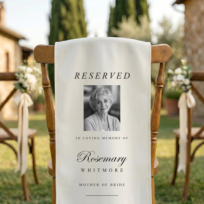 Personalized Photo Memorial Wedding Sign, Italian Linen Banner, Tuscan Chair Decor