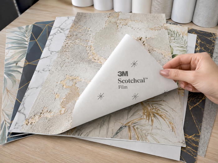 Printed wallpaper design and peel-away backing example